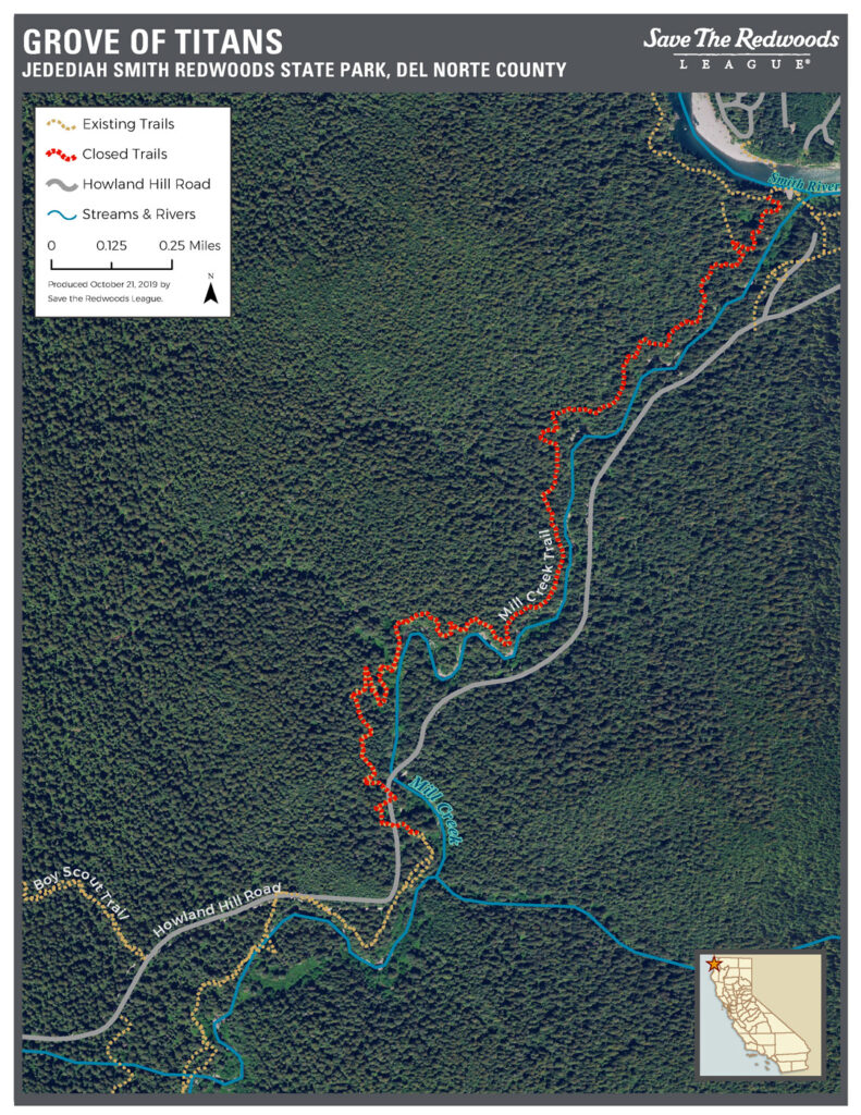 Aerial view of the closed Mill Creek Trail