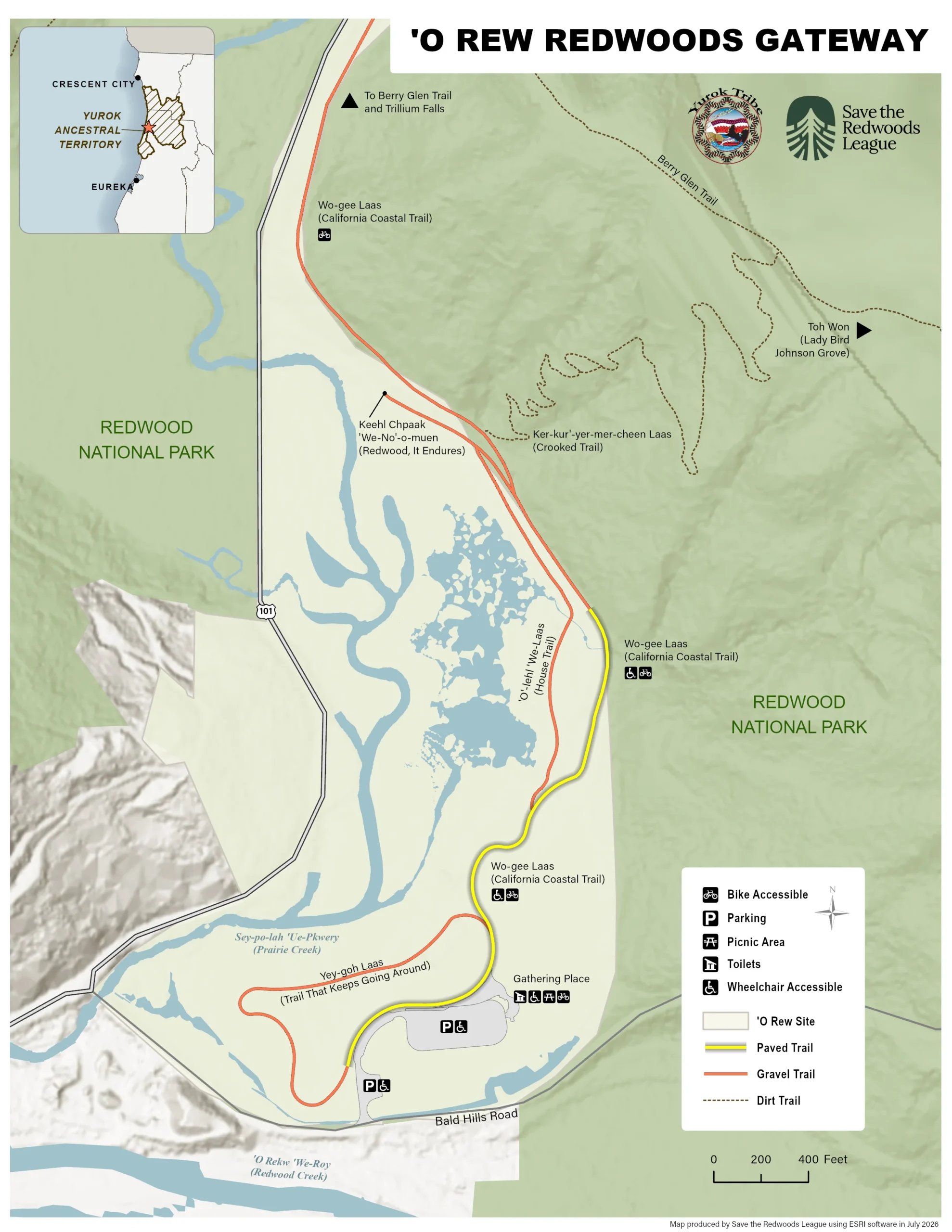 'O Rew Redwoods Gateway Map, 2026