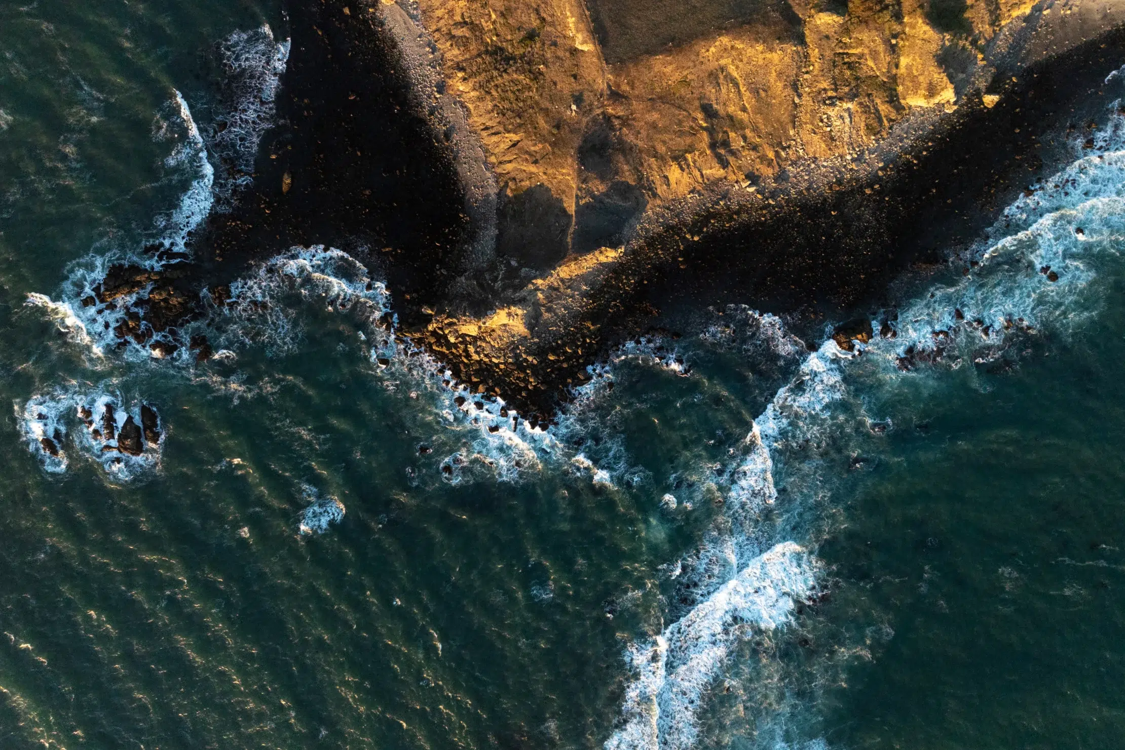 Aerial image of rocky Sonoma Coast and Pacific Ocean