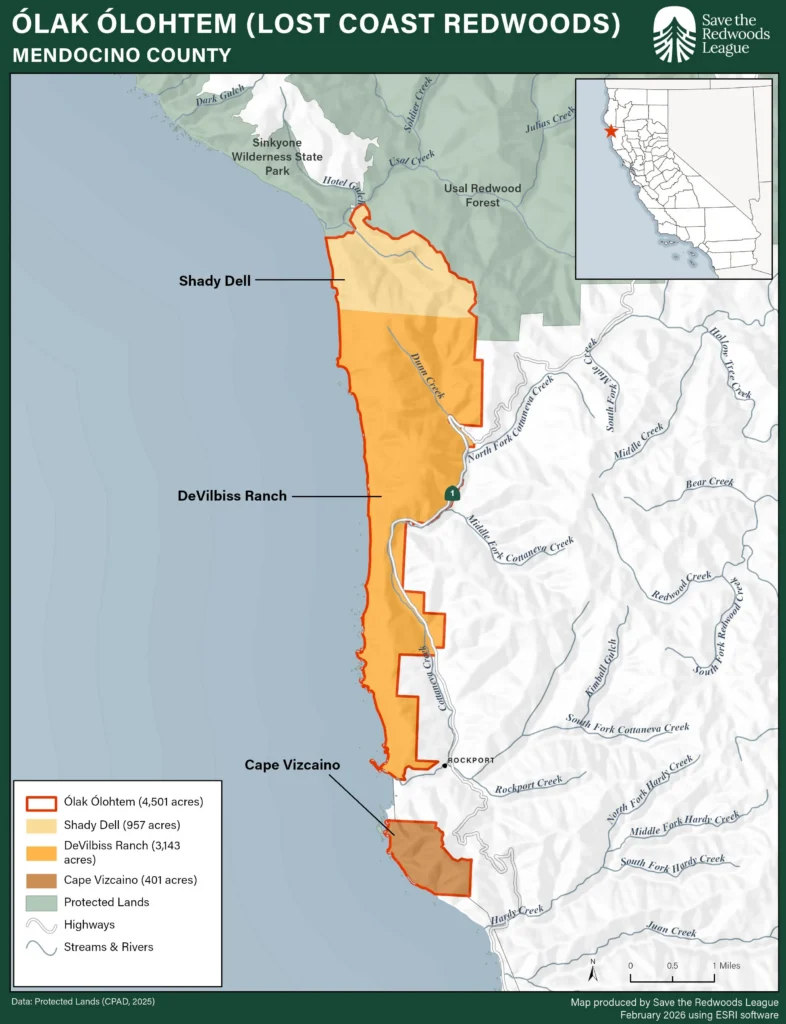 Map of Lost Coast Redwoods