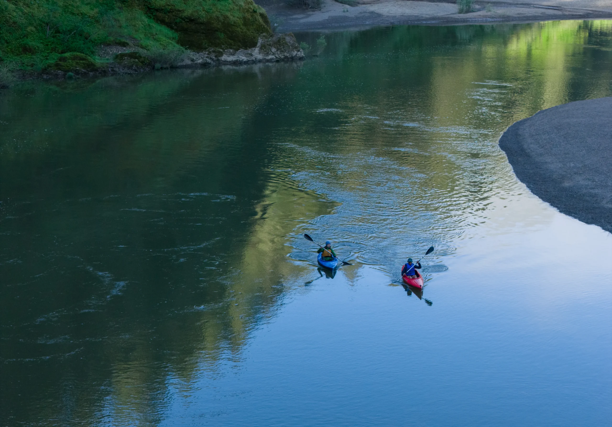 two people kayaking on the Russian River