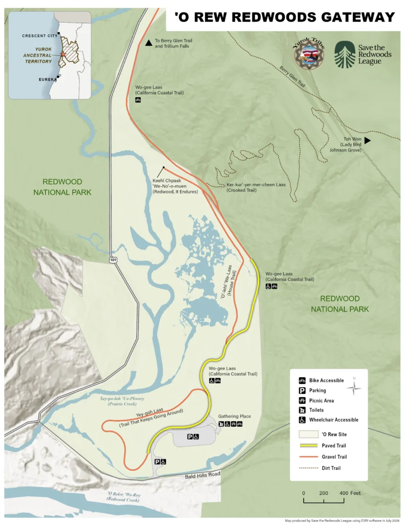 Map of 'O Rew Redwoods Gateway