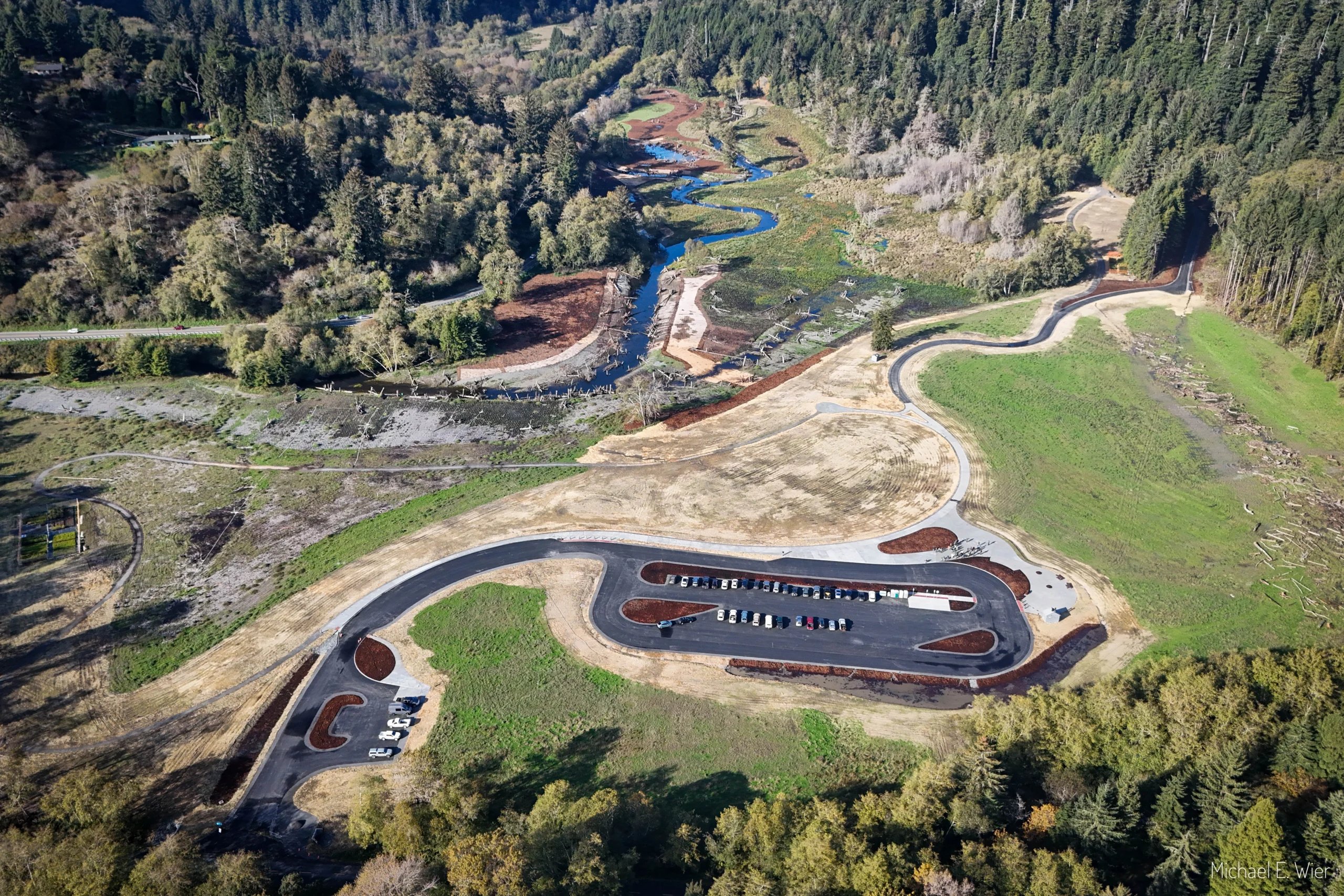 overhead landscape of stream restoration site
