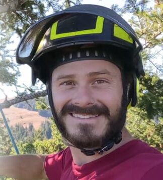 Arborist wearing helmet